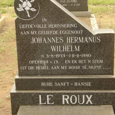 ROUX Johannes Hermanus Wilhelm, le 1933-1980