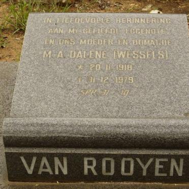 ROOYEN M.A. Dalene, van nee WESSELS 1918-1979