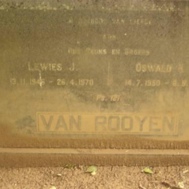 ROOYEN Lewies J., van 1946-1970 :: VAN ROOYEN Oswald H.H. 1950-1979