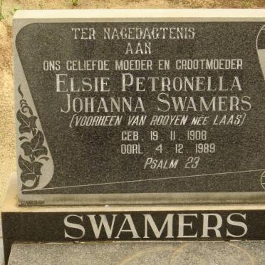 SWAMERS Elsie Petronella Johanna formerly VAN ROOYEN nee LAAS 1908-1989