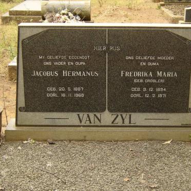 ZYL Jacobus Hermanus, van 1887-1968 &amp; Frederika Maria GROBLER 1894-1971