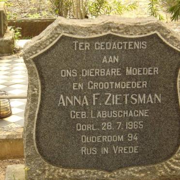 ZIETSMAN Anna F. nee LABUSCHAGNE  -1965