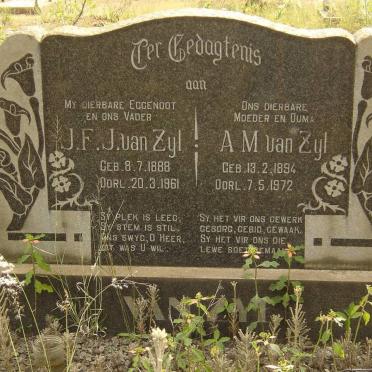 ZYL J.F., van 1888-1961  &amp; A.M. 1894-1972