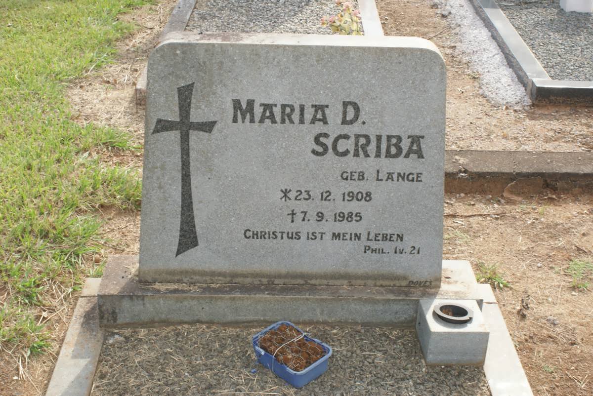 SCRIBA Maria D. nee LANGE 1908-1985