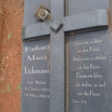 LÜDEMAN Barbara Maria nee WICKERT 1925-2003