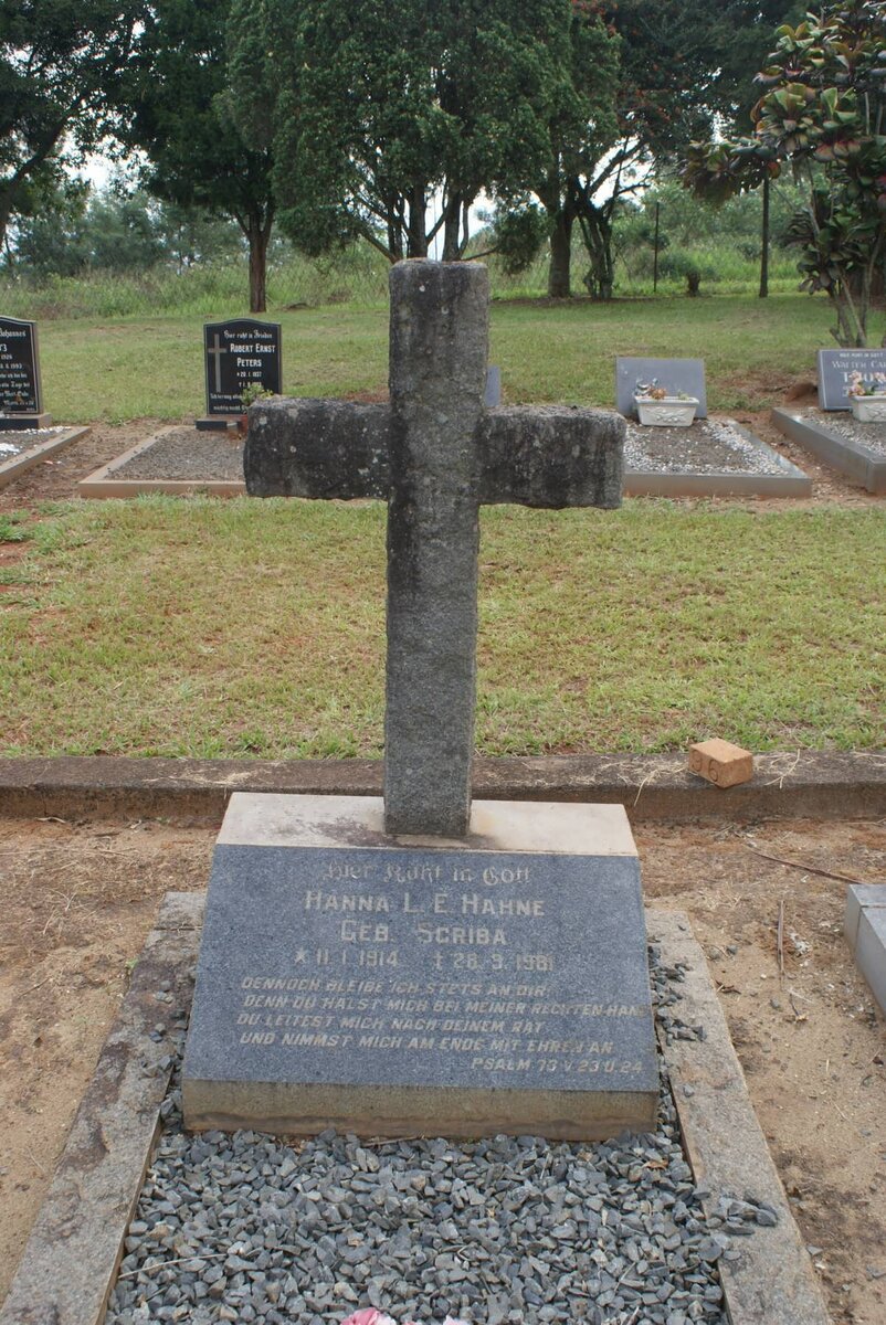 HAHNE Hanna L.E. nee SCRIBA 1914-1981