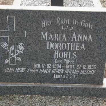 HOHLS Maria Anna Dorothea nee POPPE 1904-1996