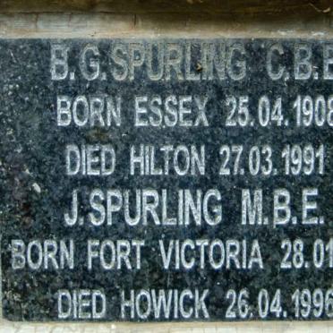 SPURLING B.G. 1908-1991 :: SPURLING J. 1921-1996