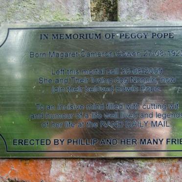 POPE Margaret Cameron nee COWEN 1927-2009