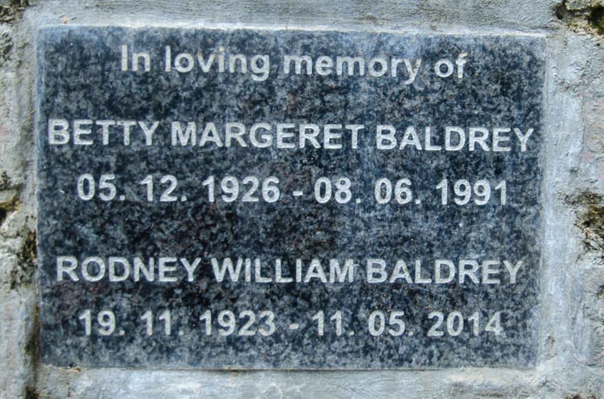 BALDREY Rodney William 1923-2014 &amp; Betty Margeret 1926-1991