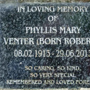 VENTER Phyllis Mary nee ROBERTS 1913-2013
