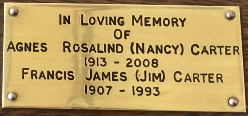 CARTER Francis James 1907-1993 & Agnes Rosalind 1913-2008