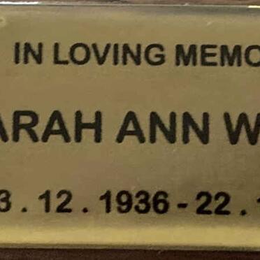 WHITTAL Sarah Ann 1936-2021