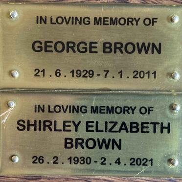 BROWN George 1929-2011 & Shirley Elizabeth 1930-2021