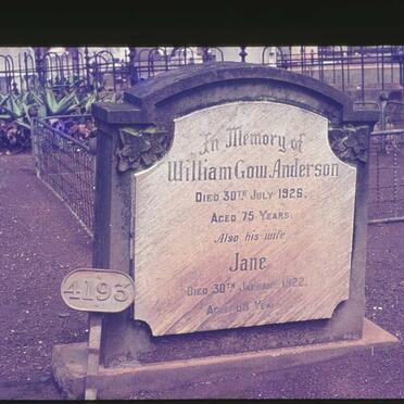 ANDERSON William Gow -1926 &amp; Jane MUNRO -1922