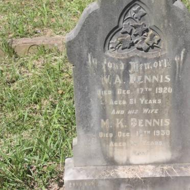 DENNIS W.A. -1920 &amp; M.K. -1930