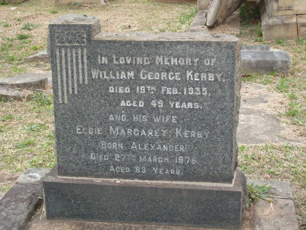 KERBY William George -1935 &amp; Elsie Margaret ALEXANDER -1975