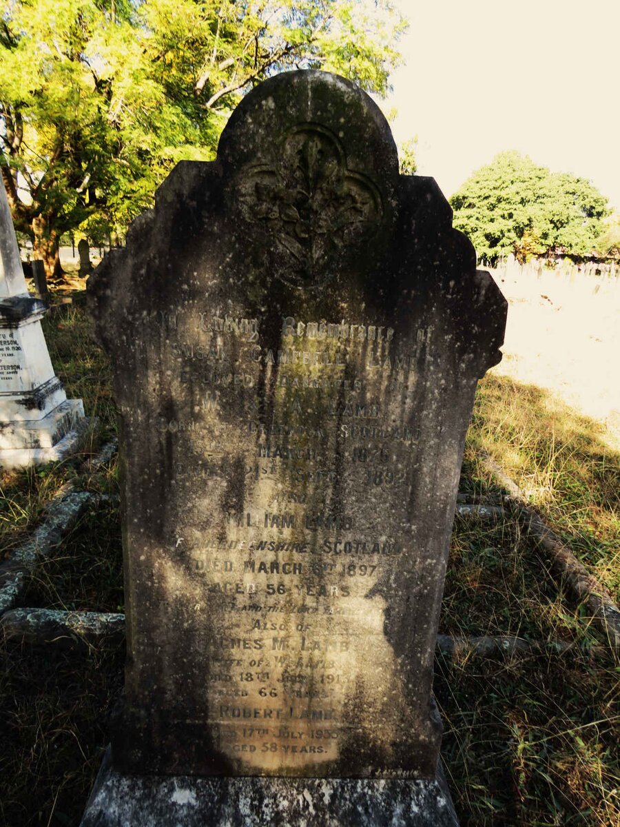 LAMB William -1897 :: LAMB Agnes M. -1913 :: LAMB Robert -1935 :: LAMB Susan Campbell 1875-1892