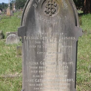 PARSONS Francis Godfrey -1900 &amp; Helena Gertrude 1930-1916 :: VAN AARDT Archibald Bullen -1958 &amp; Anne Catherine -1937