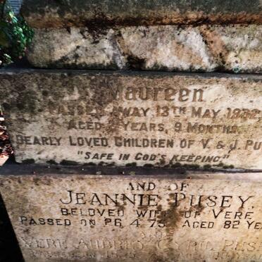 PUSEY Vere Aubrey Cyril -1979 & Jeannie -1975 :: PUSEY Maureen -1932