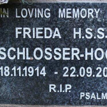 SCHLOSSER-HOCH Frieda H.S.S. 1914-2006