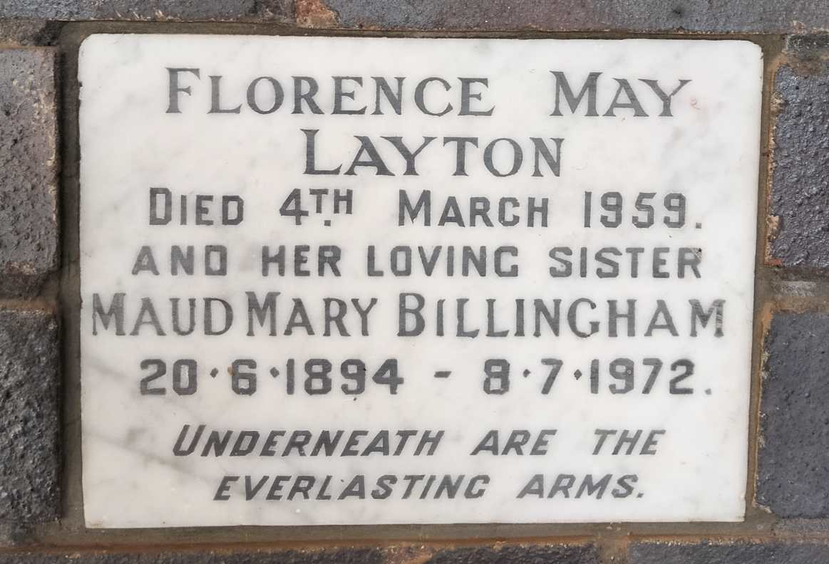 LAYTON Florence May -1959 :: BILLINGHAM Maud Mary 1894-1972