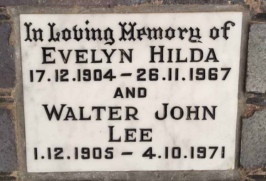 LEE Walter John 1905-1971 & Evelyn Hilda 1904-1967