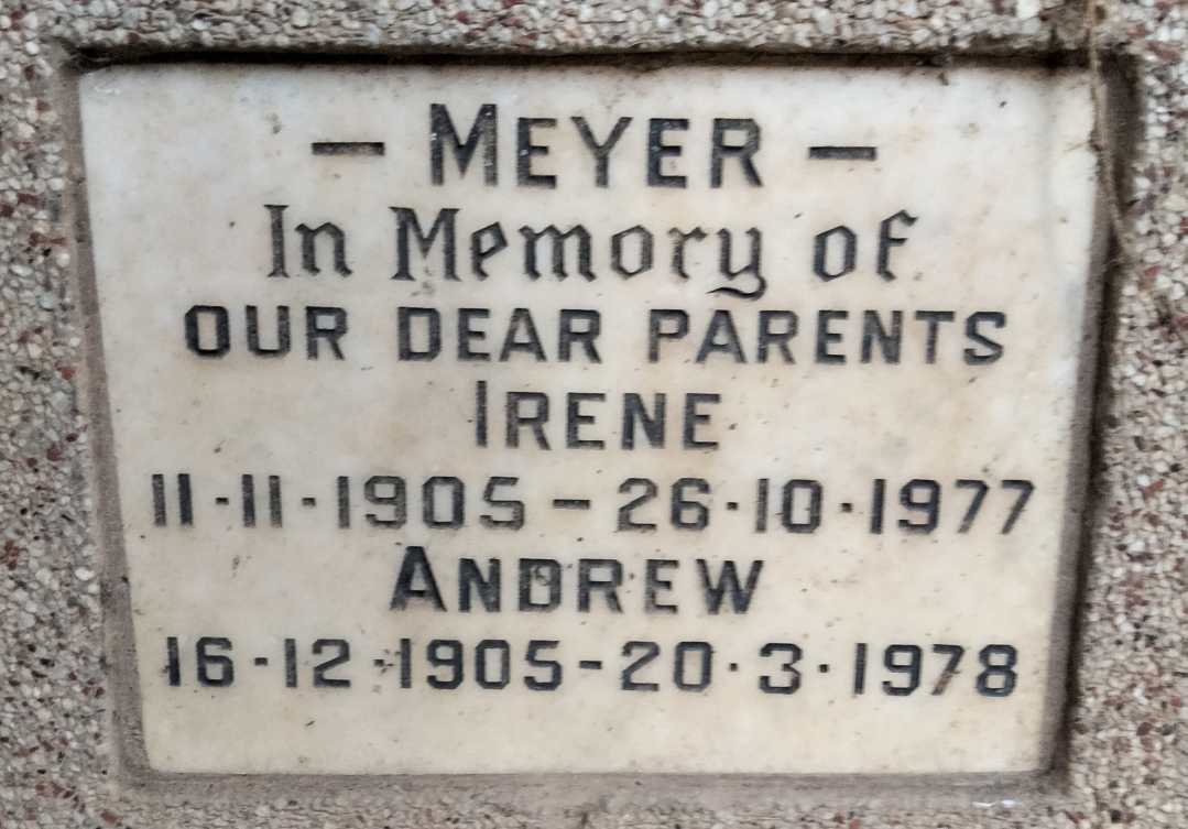 MEYER Andrew 1905-1978 & Irene 1905-1977