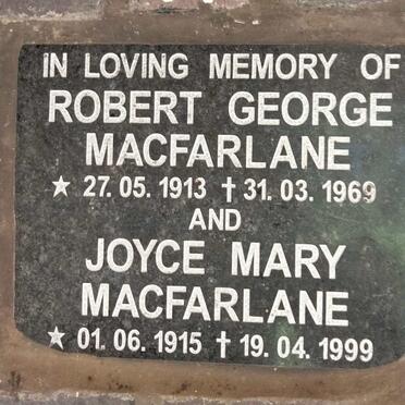 MACFARLANE Robert George 1913-3969 & Joyce Mary 1915-1999