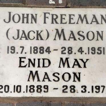 MASON John Freeman 1884-1951 & Enid May 1889-1975