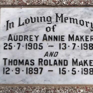MAKER Thomas Roland 1897-1984 & Audrey Annie 1905-1983