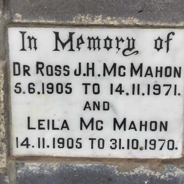 MCMAHON Ross J.H. 1905-1971 & Leila 1905-1970