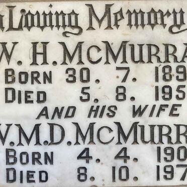 McMURRAY W.H. 1899-1959 & W.M.D. 1902-1979