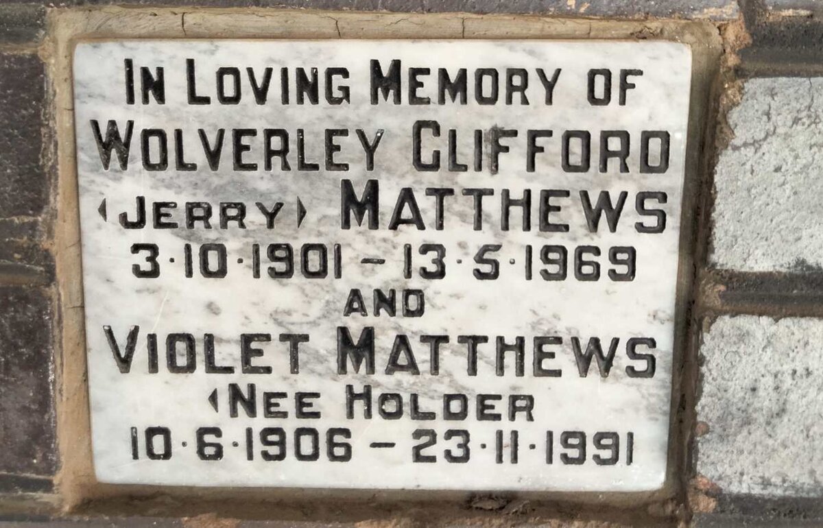 MATTHEWS Wolverley Clifford 1901-1969 & Violet HOLDER 1906-1991