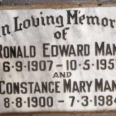 MANN Ronald Edward 1907-1957 & Constance Mary 1900-1984