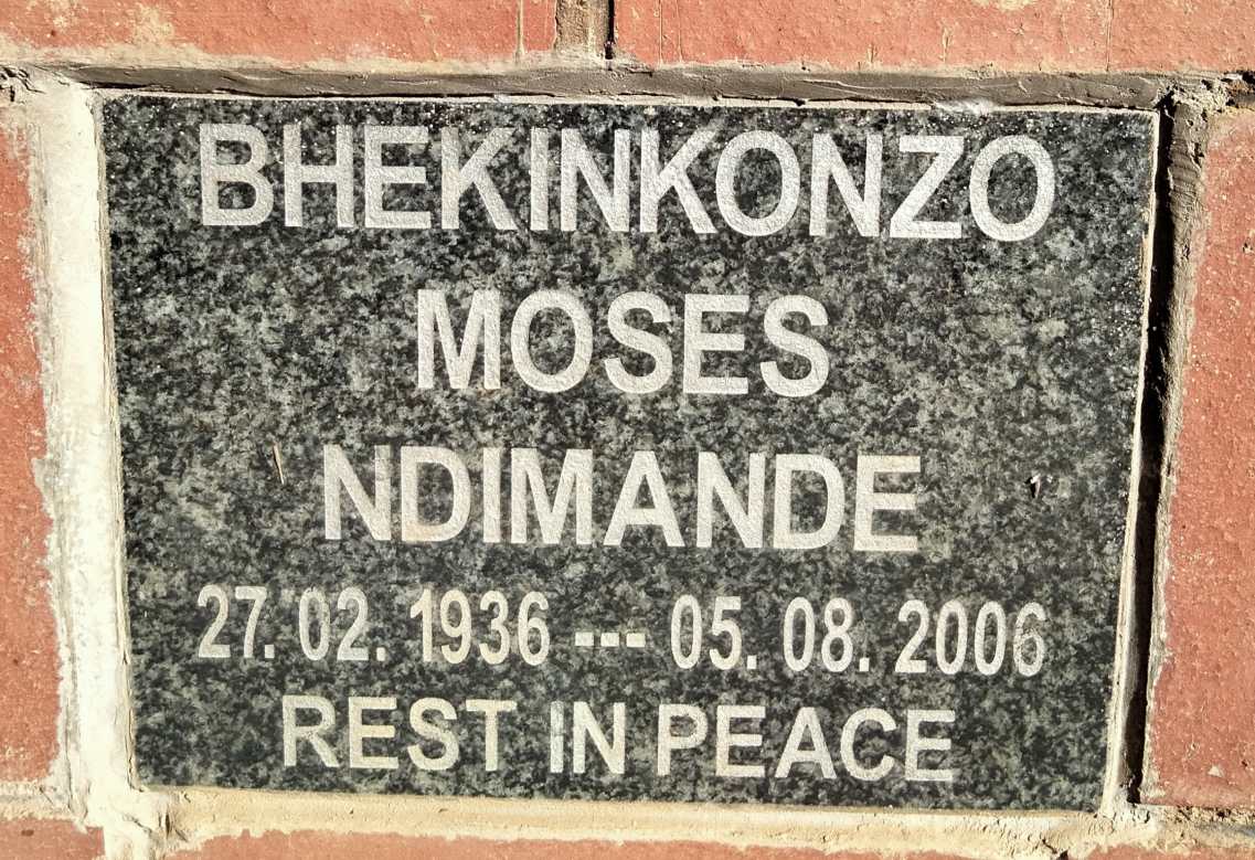 NDIMANDE Bhekinkonza Moses 1936-2006