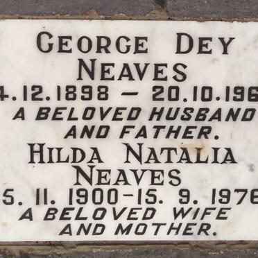 NEAVES George Dey 1898-1968 & Hilda Natalia 1900-1976
