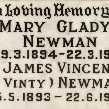 NEWMAN James Vincent 1893-1975 & Mary Gladys 1894-1972