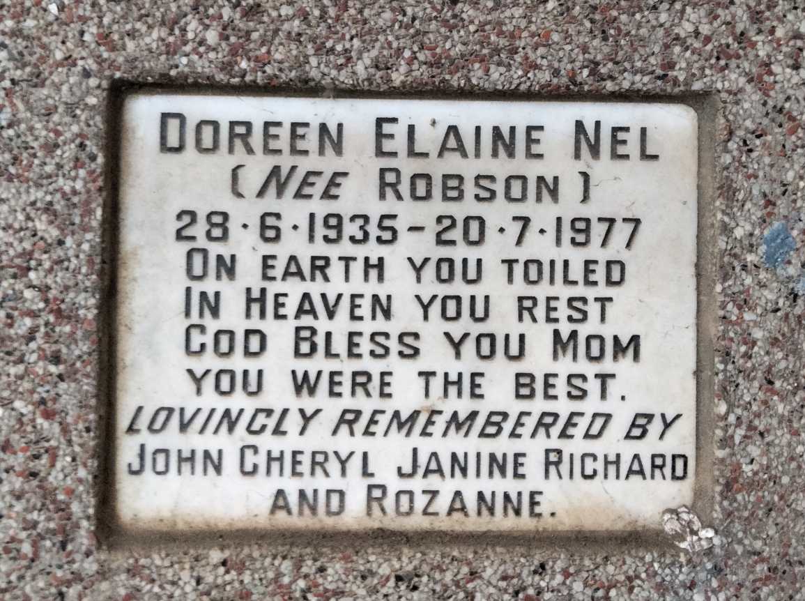 NEL Doreen Elaine nee ROBSON 1935-1977