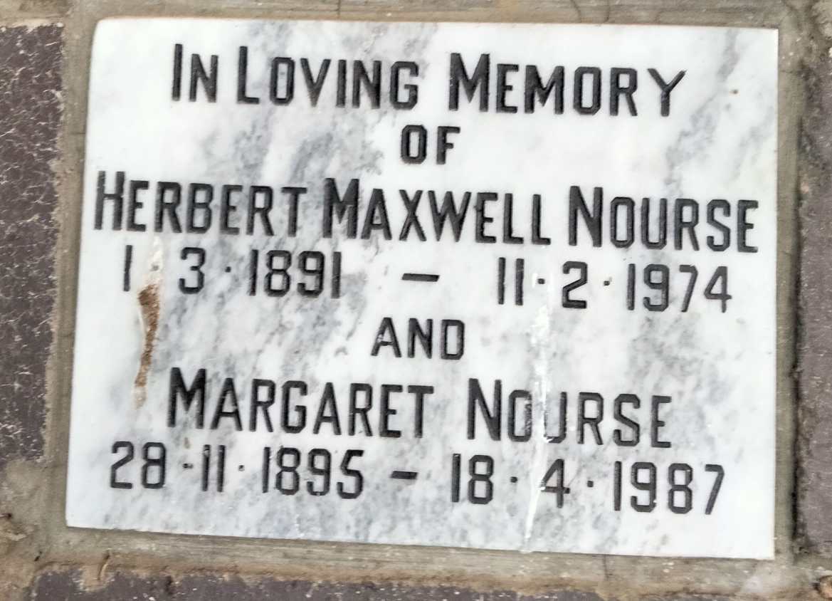 NOURSE Herbert Maxwell 1891-1974 & Margaret 1895-1987