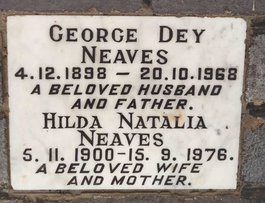 NEAVES George Dey 1898-1968 & Hilda Natalia 1900-1976