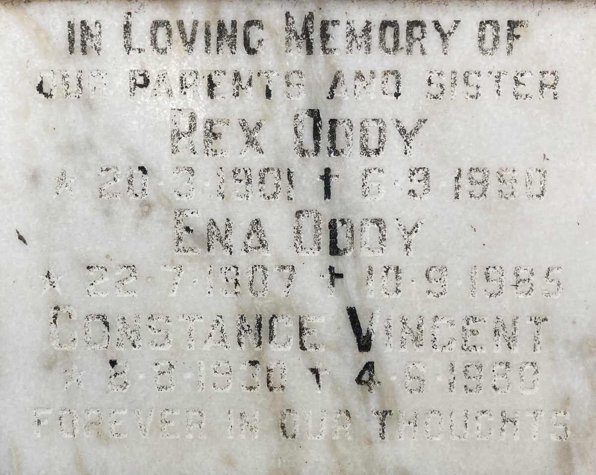 ODDY Rex 1901-1990 & Edna 1907-1985 :: VINCENT Constance 1930-1980