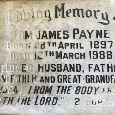 PAYNE Tom James 1897-1988