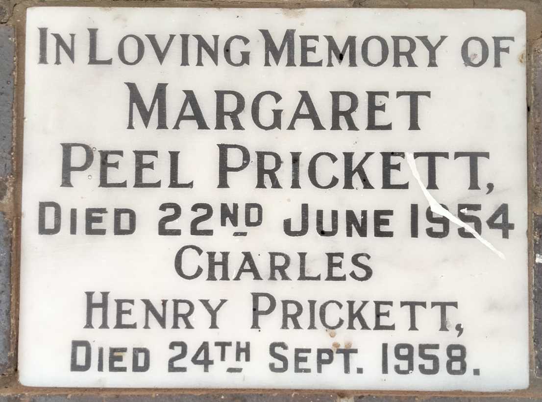 PRICKETT Charles Henry -1958 & Margaret Peel -1954