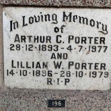 PORTER Arthur C. 1893-1977 & Lillian W. 1896-1979