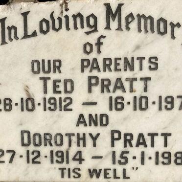 PRATT Ted 1912-1972 & Dorothy 1914-1985