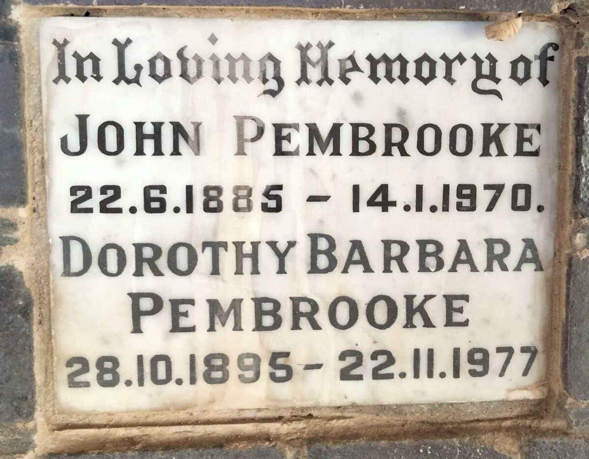 PEMBROOKE John 1885-1970 & Dorothy Barbara 1895-1977