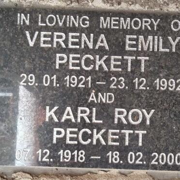 PECKETT Karl Roy 1918-2000 & Verena Emily 1921-1992