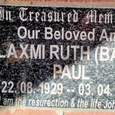 PAUL Laxmi Ruth 1929-2008