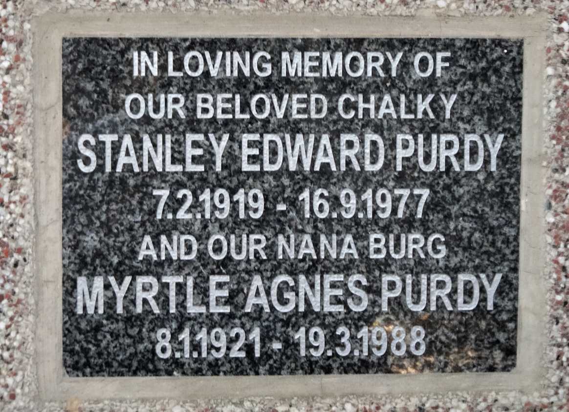 PURDY Stanley Edward 1919-1977 & Myrtle Agnes 1921-1988